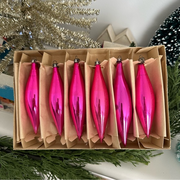 Pink Christmas Glass Ornaments Made in Poland - Picture 3 of 15